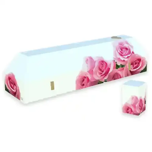 cercueil en carton roses